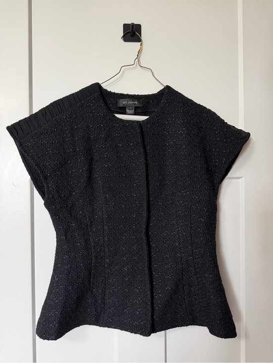 St. John Dresses & Skirts - St. John Black Textured Short Sleeve Skirt Suit